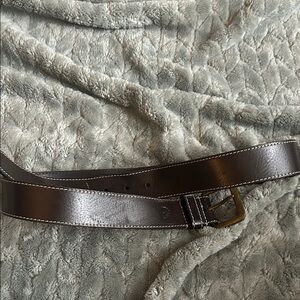 Brown Leather Belt with Gold Buckle